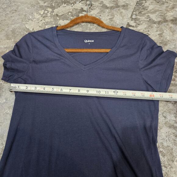 Quince Cotton Modal V Neck Tee Navy Blue Size Small - Picture 4 of 6